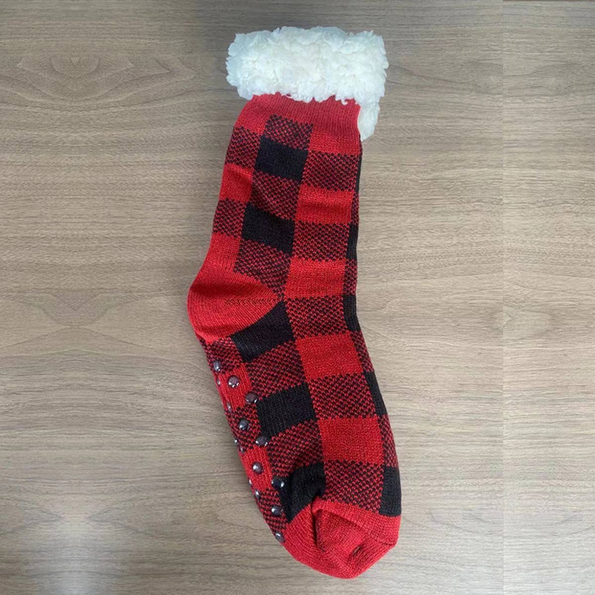 Warm Christmas Plaid Plush Indoor Slippers_Cwms0719