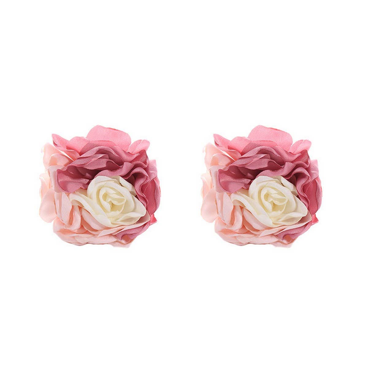 COLORBLOCK FABRIC FLOWER STUD TRENDY EARRINGS_CWMM6182
