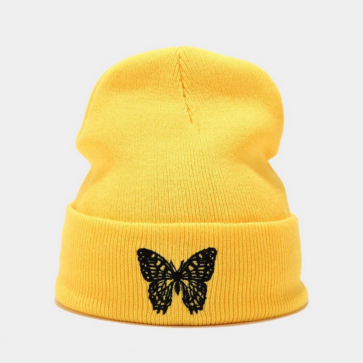 BUTTERFLY EMBROIDERY ALL MATCH WARM KNITTED HAT_CWAH2132