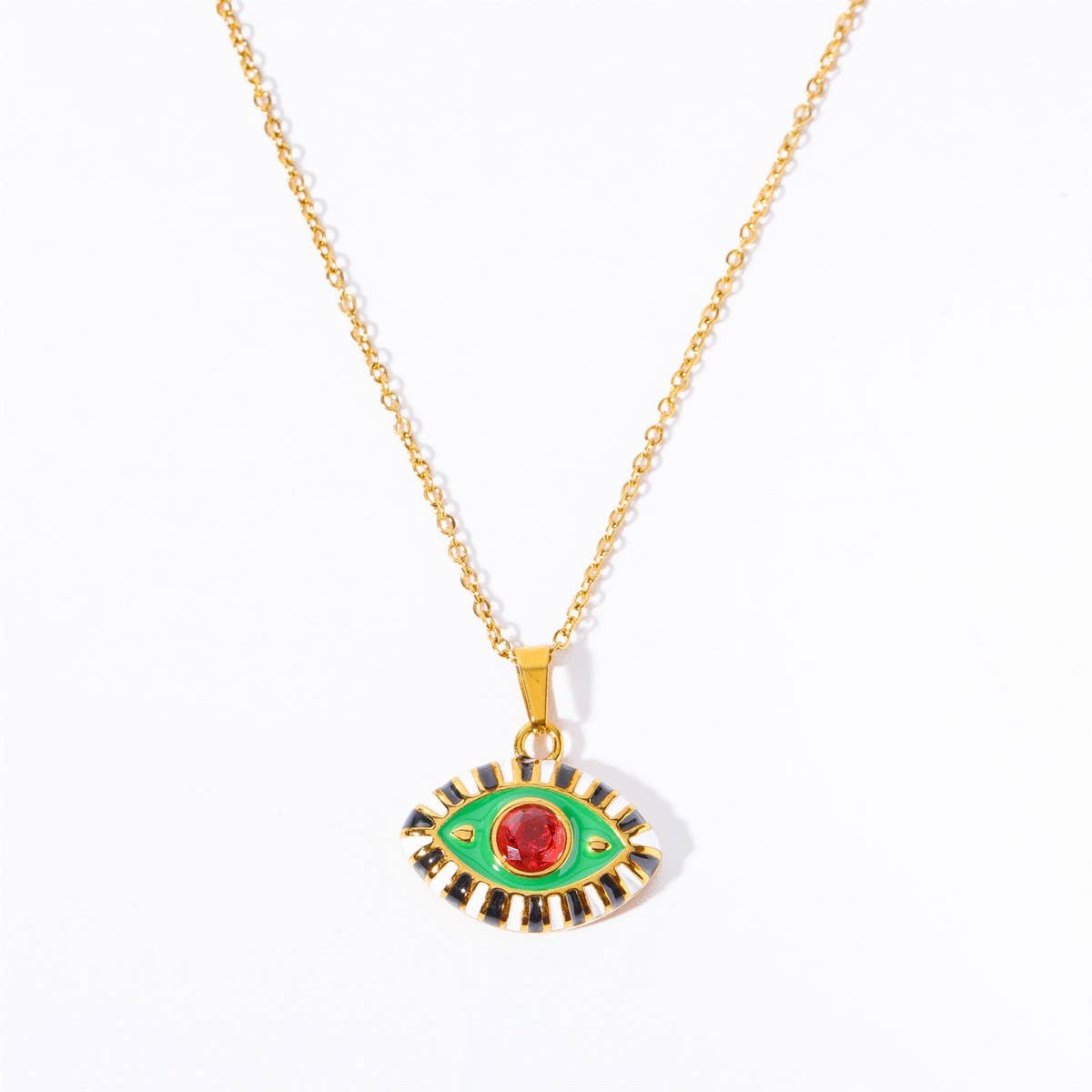 Ins Style Colorful Evil Eye Pendant Necklace_Cwaje05672