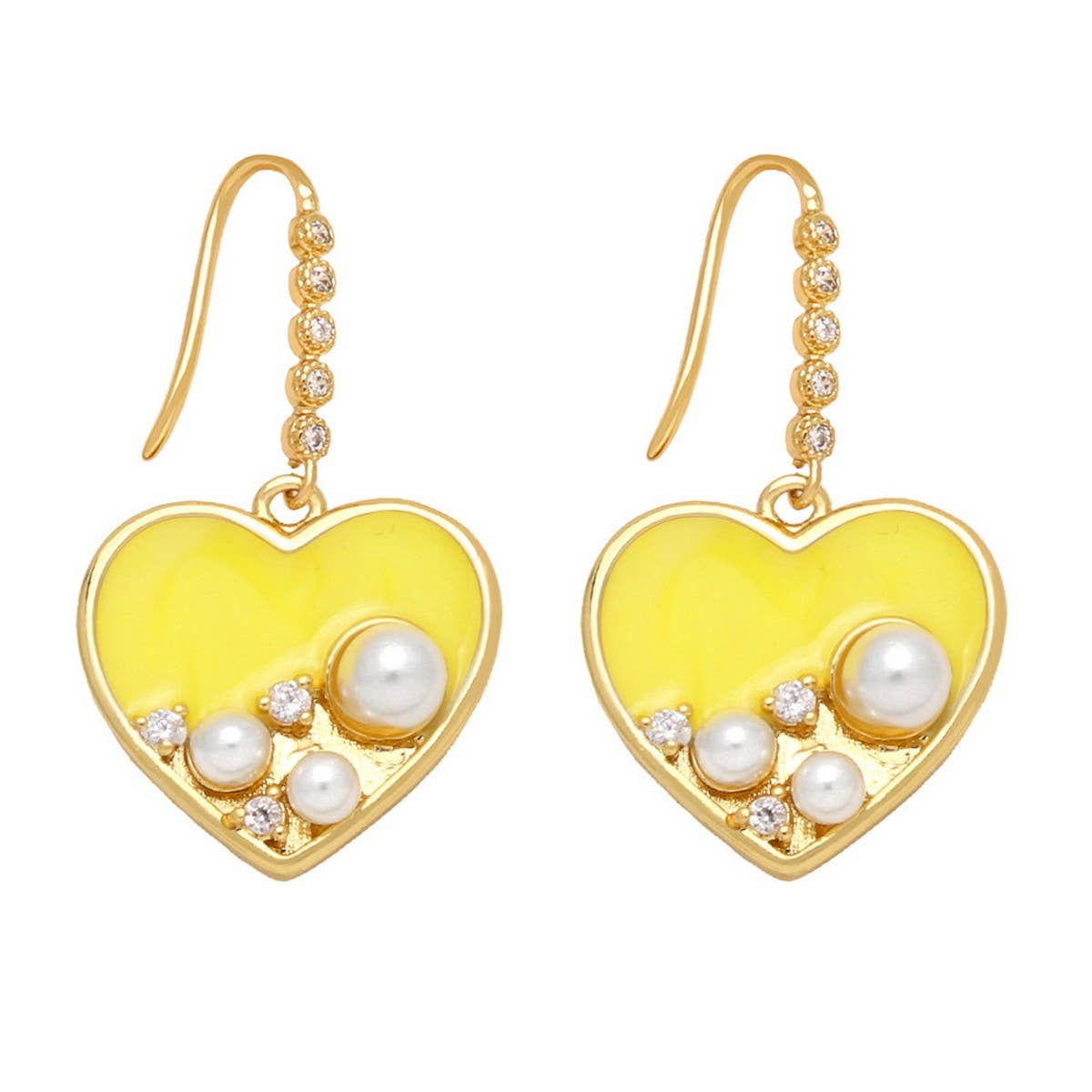 RETRO COLORED HEART SHAPED PEARL EARRINGS_CWAJE1019