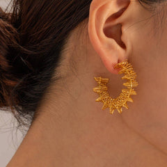 SIMPLE TWISTED SPRING C SHAPED EARRINGS_CWAHA0916