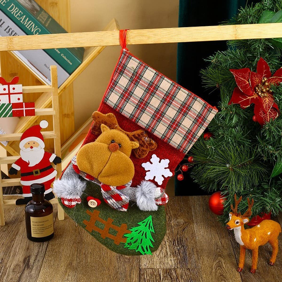 SEQUINED 3D SANTA CLAUS CHRISTMAS STOCKINGS_CWMS1425