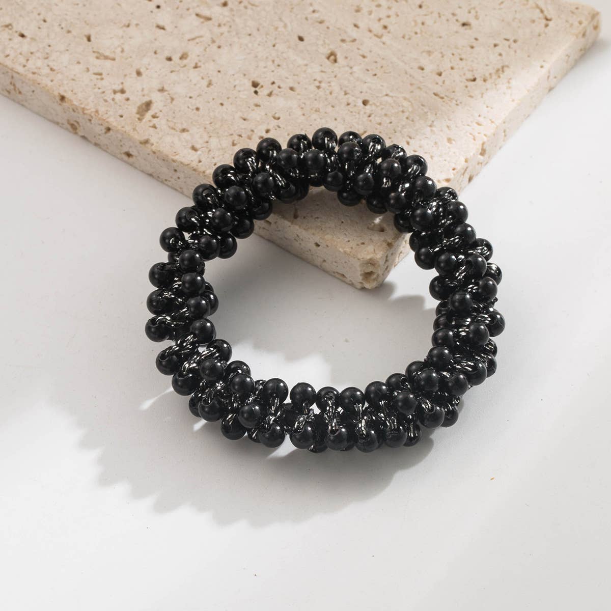 Gold Thread Pearl Elastic Hair Tie For Women_Cwaje05910