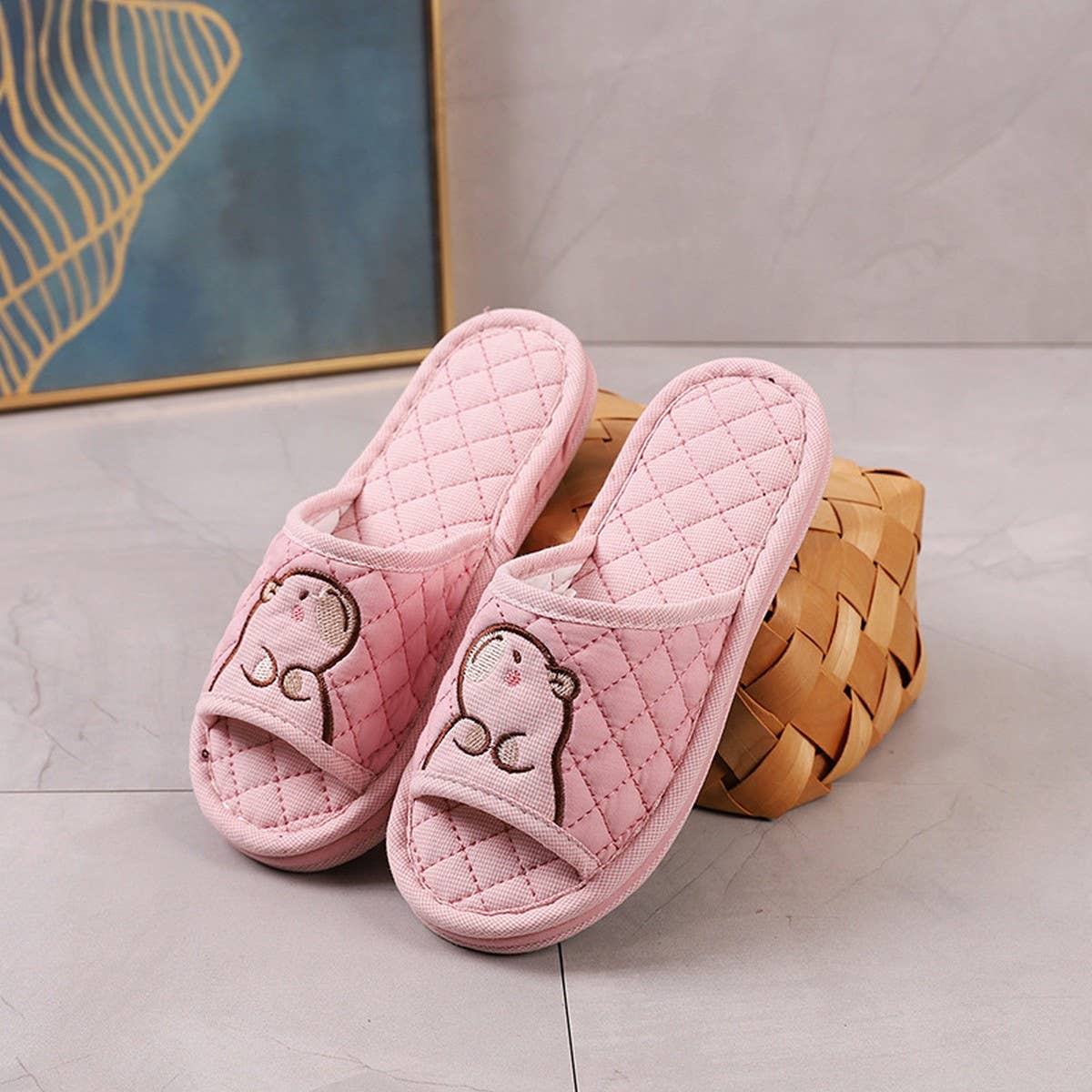 CAPYBARA INDOOR SLIPPERS WITH THICK FABRIC SOLE_CWSHF0192