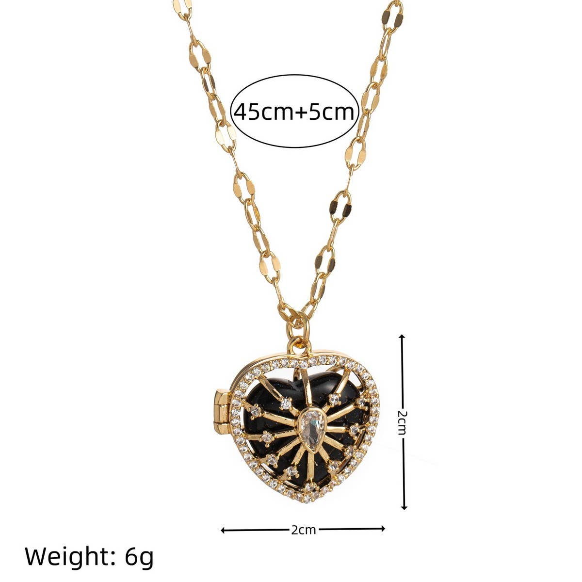 GEMSTONE HEART LOCKET NECKLACE SPARKLING LOVE_CWMM6956