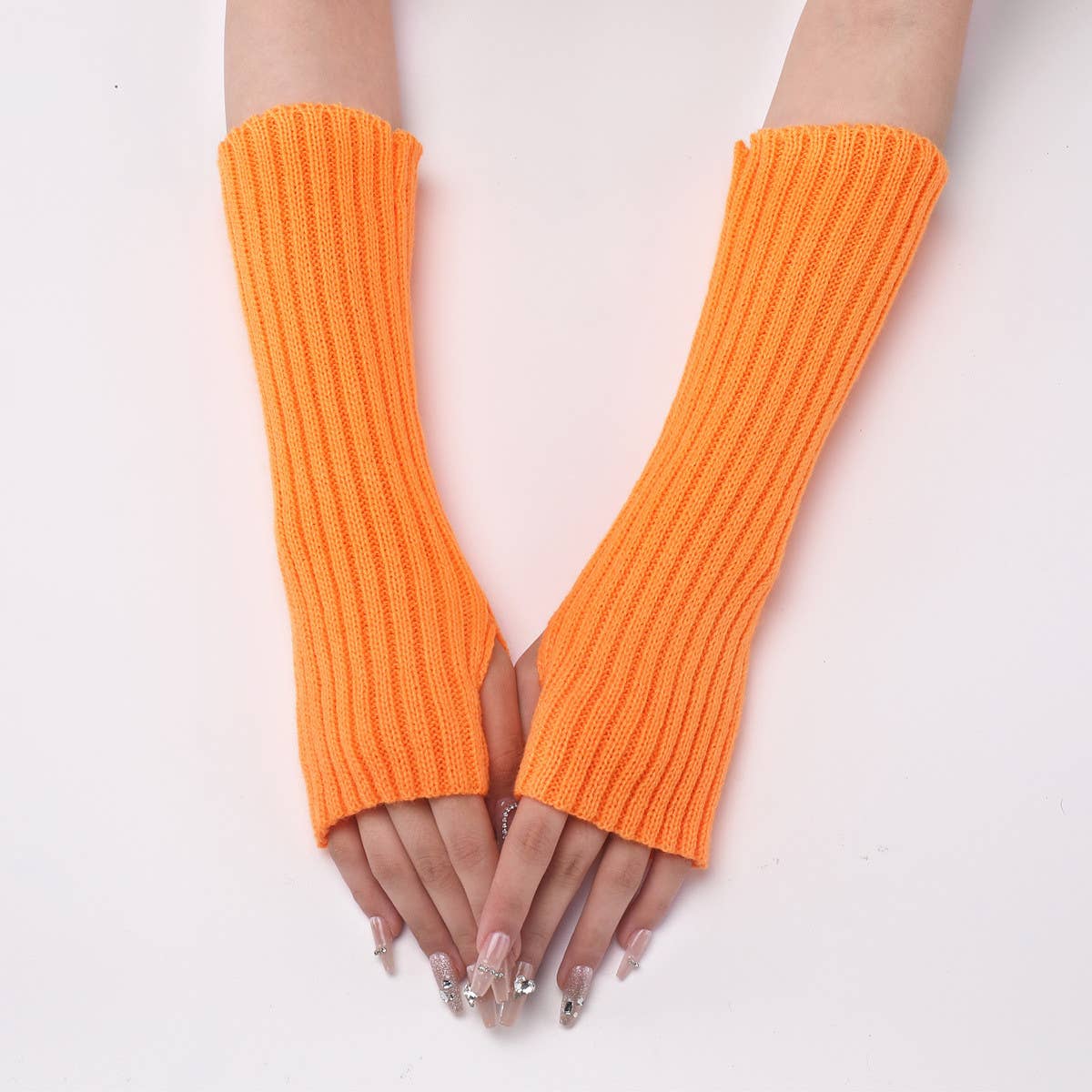 Long Knitted Warm Fingerless Gloves_Cwag0096