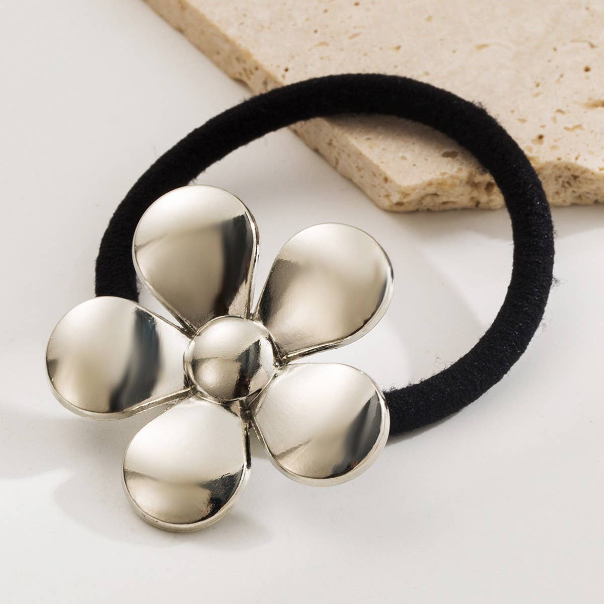 ELEGANT METAL FLOWER ELASTIC HAIR TIE FOR WOMEN_CWAHA6234
