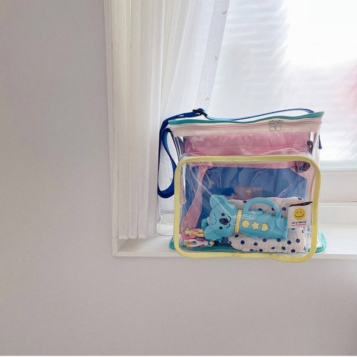 COLOR MATCHING TRANSPARENT BEACH BAG SHOULDER BAG_CWAB1921