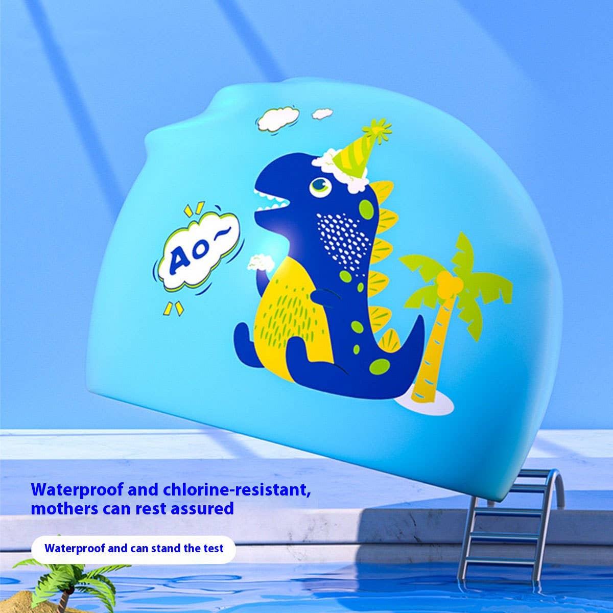 KIDS SILICONE SWIM CAP WATERPROOF COMFY_CWMM6779