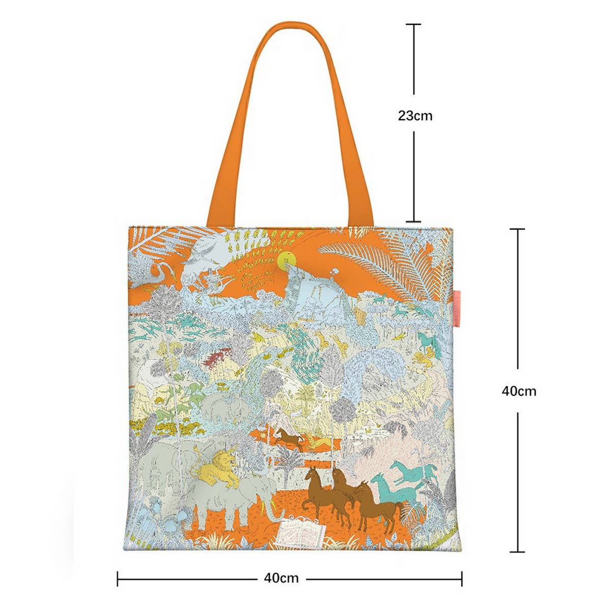 ANIMAL PARTY CANVAS TOTE WITH ELEPHANT LION_CWAB5133