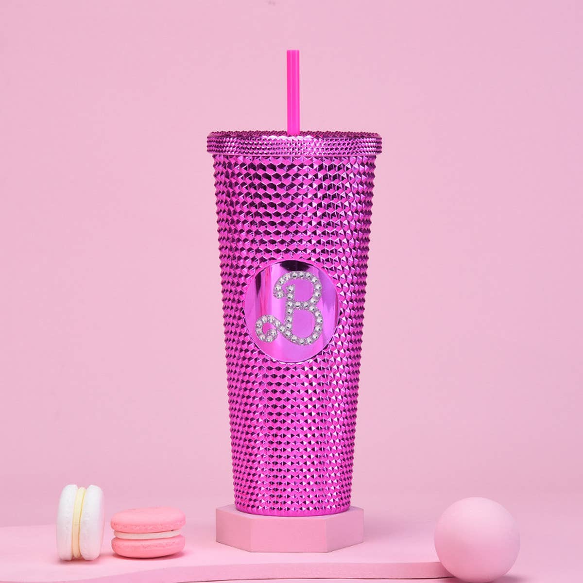 DOUBLE LAYER PORTABLE PLASTIC STRAW DIAMOND CUP_CWMM0978