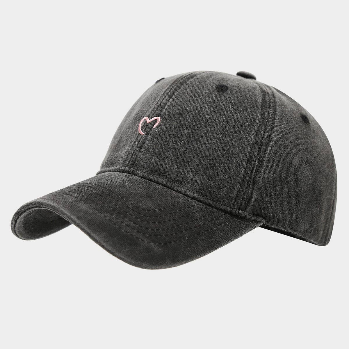 Vintage Washed Pink Heart Baseball Cap_Cwah04569