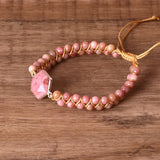 HEXAGONAL RHODONITE BRAIDED BRAIDED BRACELET_CWAJE3955