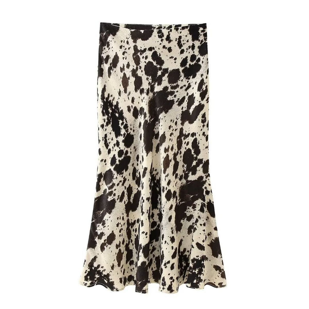 SATIN MIDI SKIRT TRENDY ANIMAL PRINT DESIGN_CWDSD8350