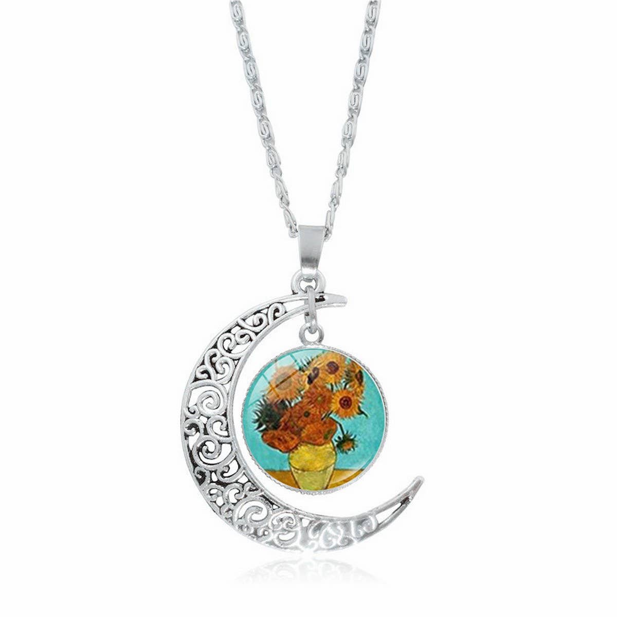 HOLLOW OUT MOON GEM PENDANT NECKLACE_CWAJE0705