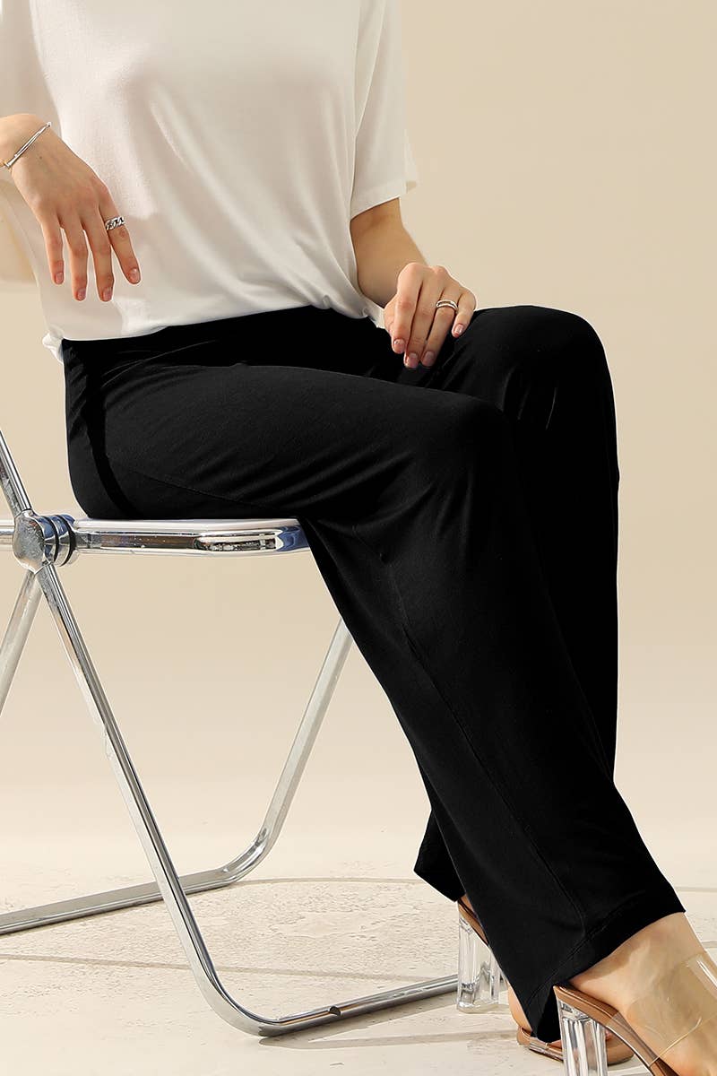 Women Solid Color Baggy Wide Leg Pants_Cwblp397
