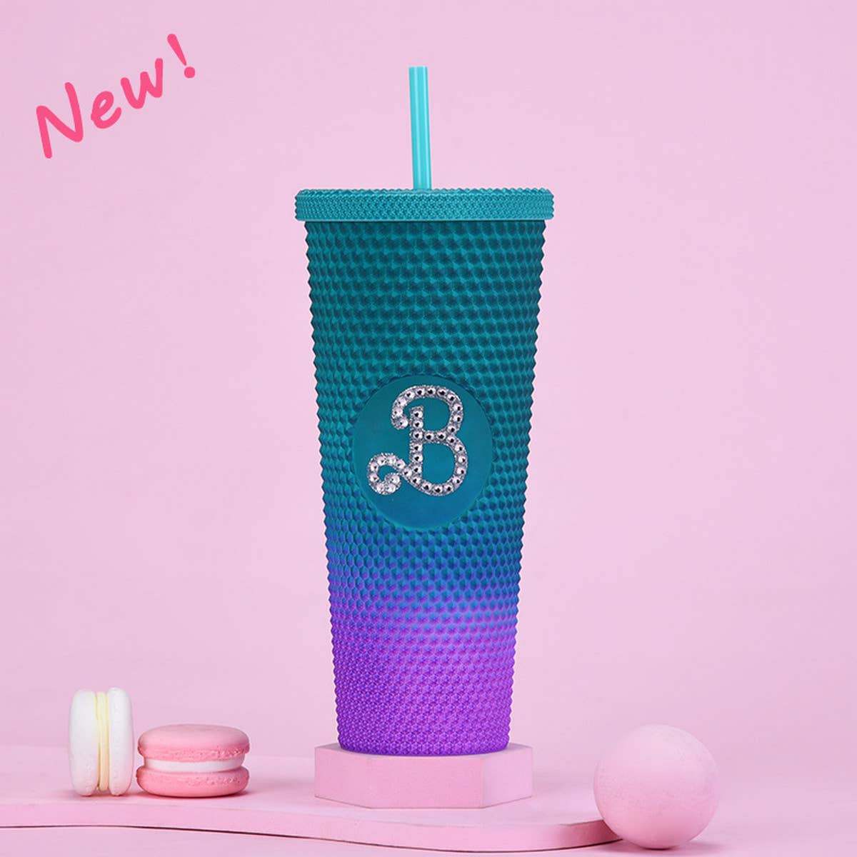 DOUBLE LAYER PORTABLE PLASTIC STRAW DIAMOND CUP_CWMM0978