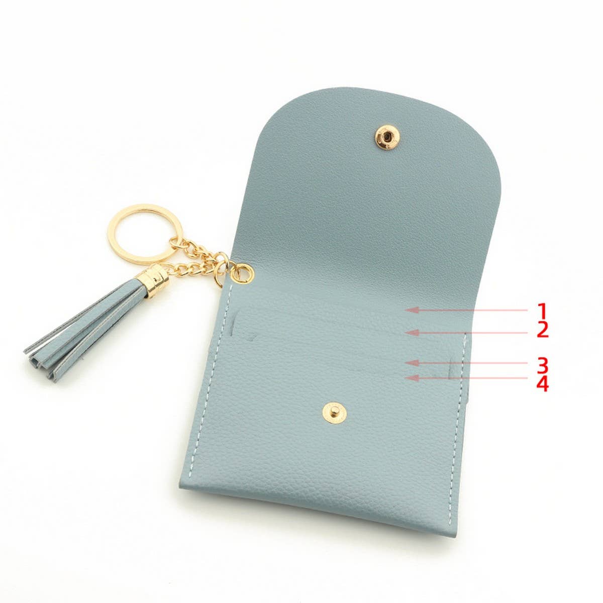 SOLID PU CARD WALLET WITH TASSEL KEYCHAIN_CWAB4965