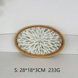 RATTAN OVAL FRUIT TEA SHELL TRAY STORAGE BASKET_CWMM4504