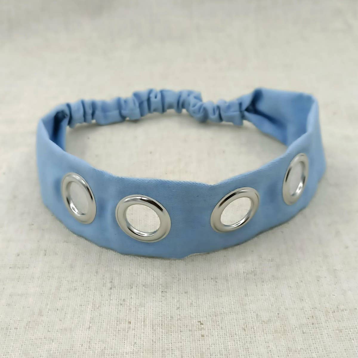 DENIM PUNK HEADWRAP WITH METAL STUDS_CWAHA6312