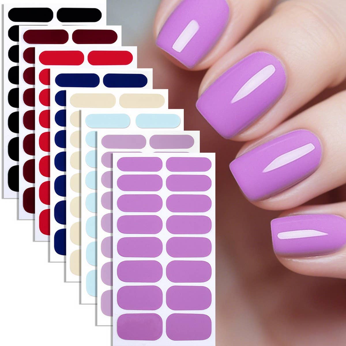 Solid Nail Film Stickers 16Pcs Set_Cwmm11205