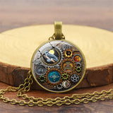 STEAMPUNK MECHANICAL TIME GEM NECKLACE JEWELRY_CWAJE0699