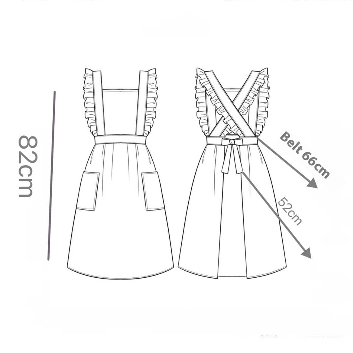 HANDMADE FLORAL ROSES AND RUFFLED APRON_CWMM5797