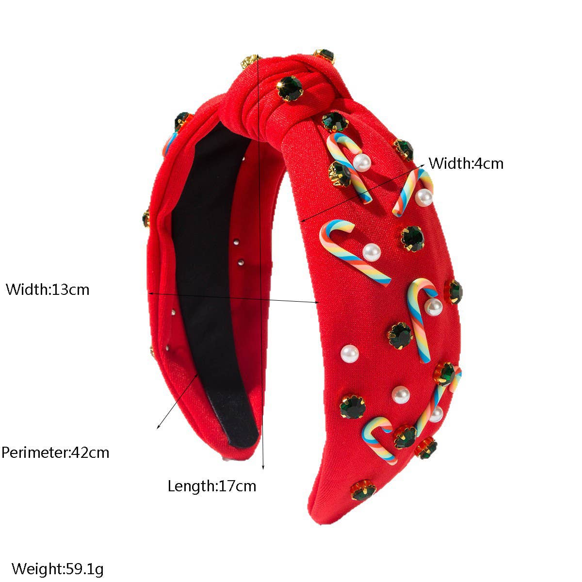Xmas Candy Cane Rhinestone Wide Headband_Cwaje05882