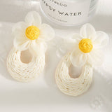 Floral Raffia Mesh Drop Earrings
