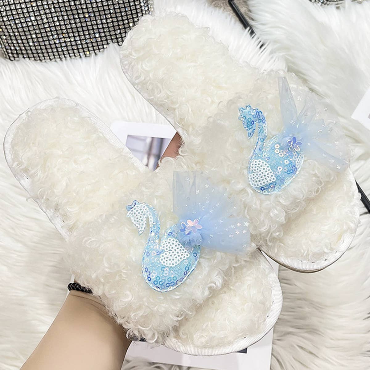 HOMEN LEISURE ROLL PLUSH OPEN TOED SLIPPERS_CWSHS0366