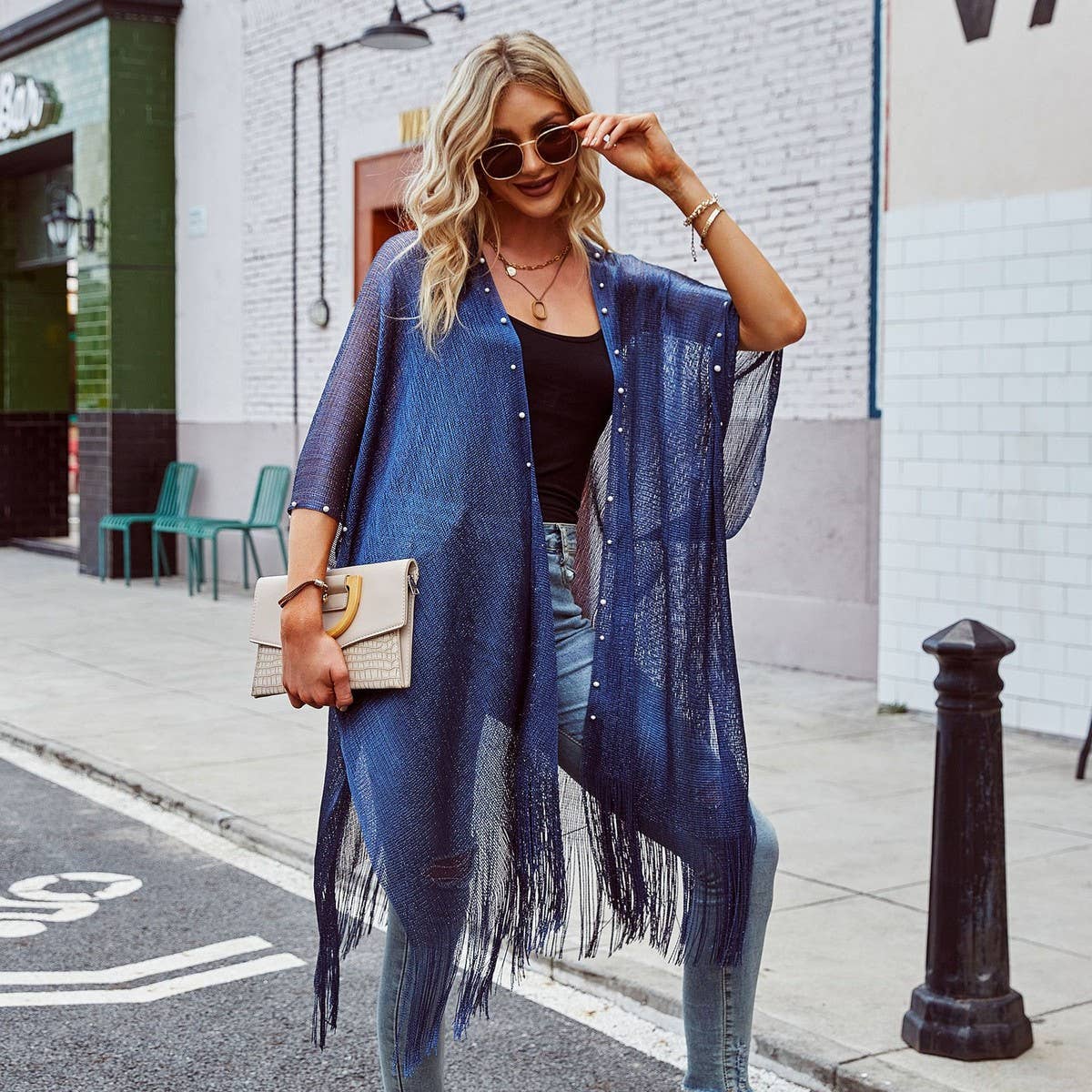 LONG TASSEL LACE FRONT OPEN KIMONO FOR SUMMER_CWASC0803