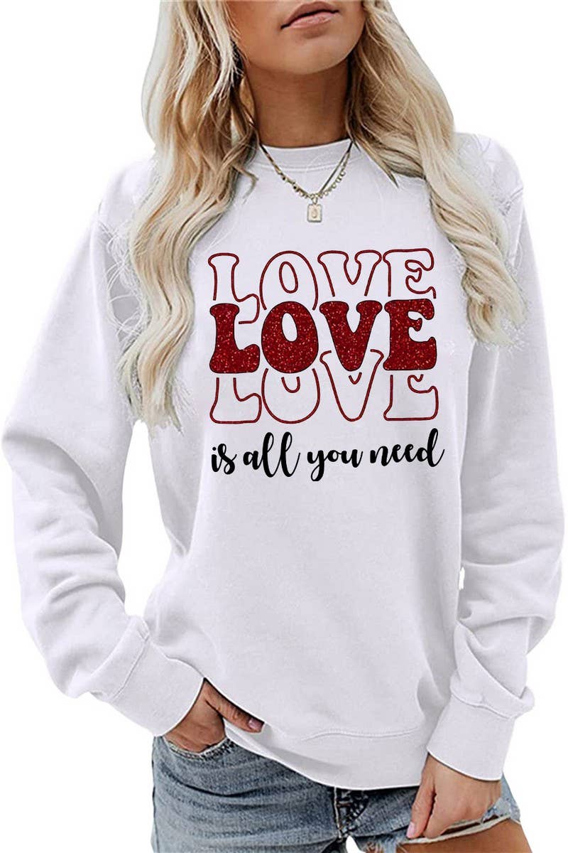 Valentine Day Love Print Pullover_Cwtstl0996