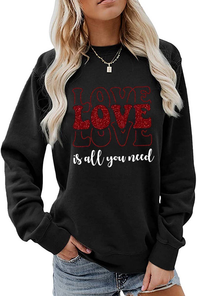 Valentine Day Love Print Pullover_Cwtstl0996