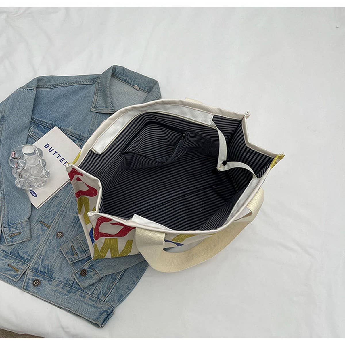 LETTER PRINTED COMMUTER CASUAL CANVAS BAG_CWAB2683