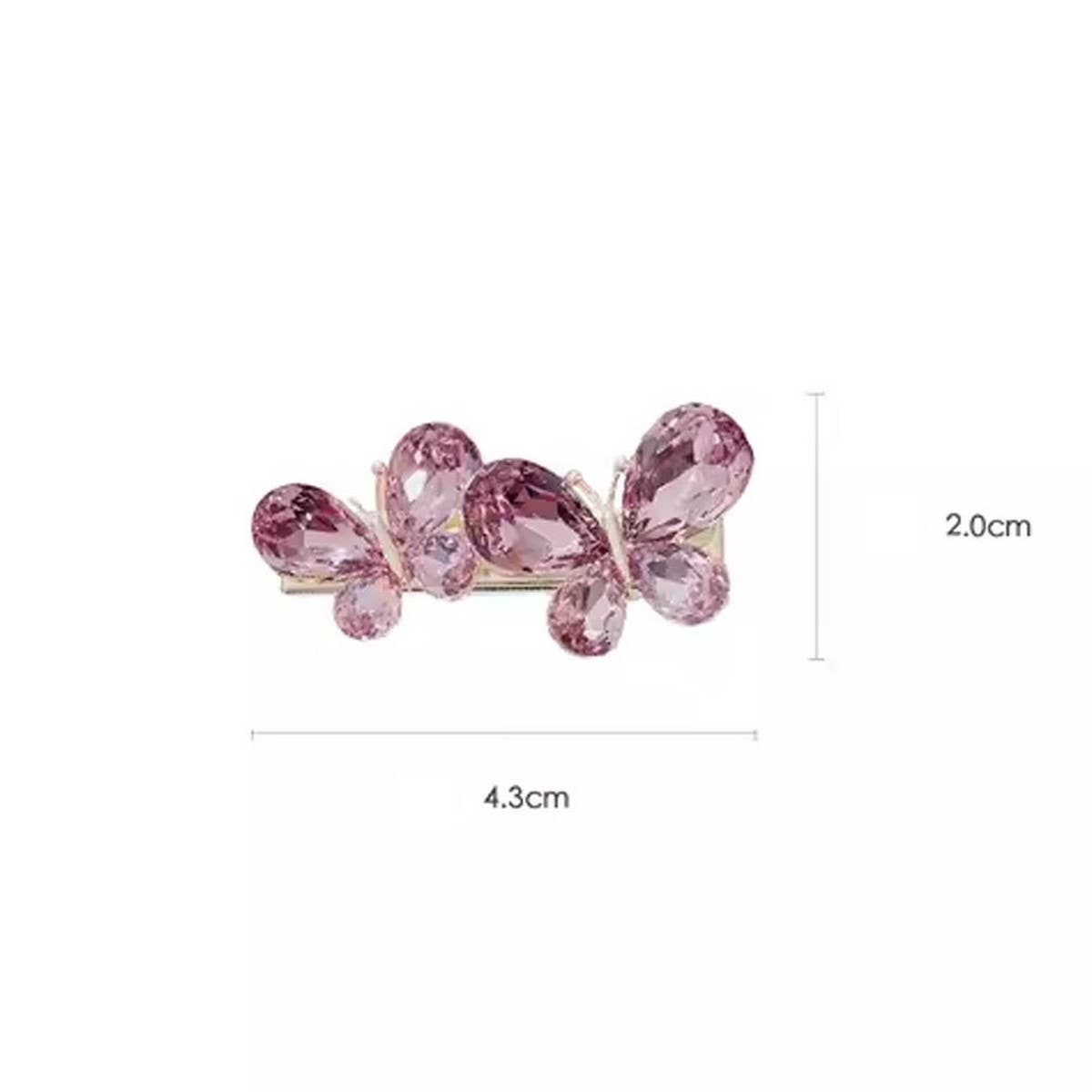 ROSE QUARTZ BUTTERFLY DUCKBILL CLIP SIDE HAIRPIN_CWAHA4696