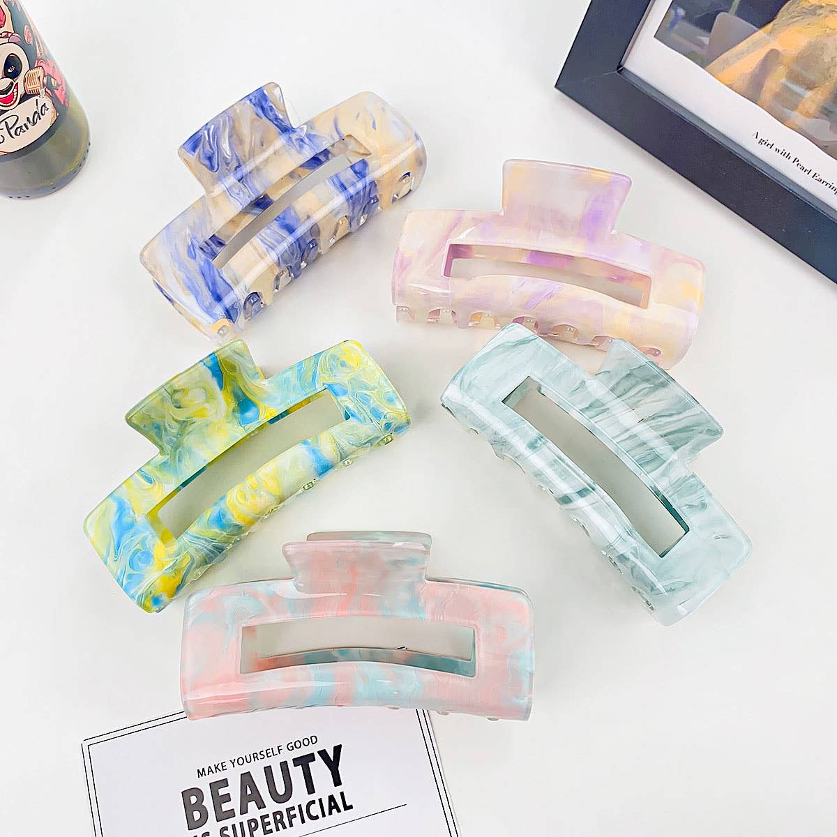 ACRYLIC INK HAIR CLAW LARGE HOLLOW SHARK CLIP_CWAHA0393