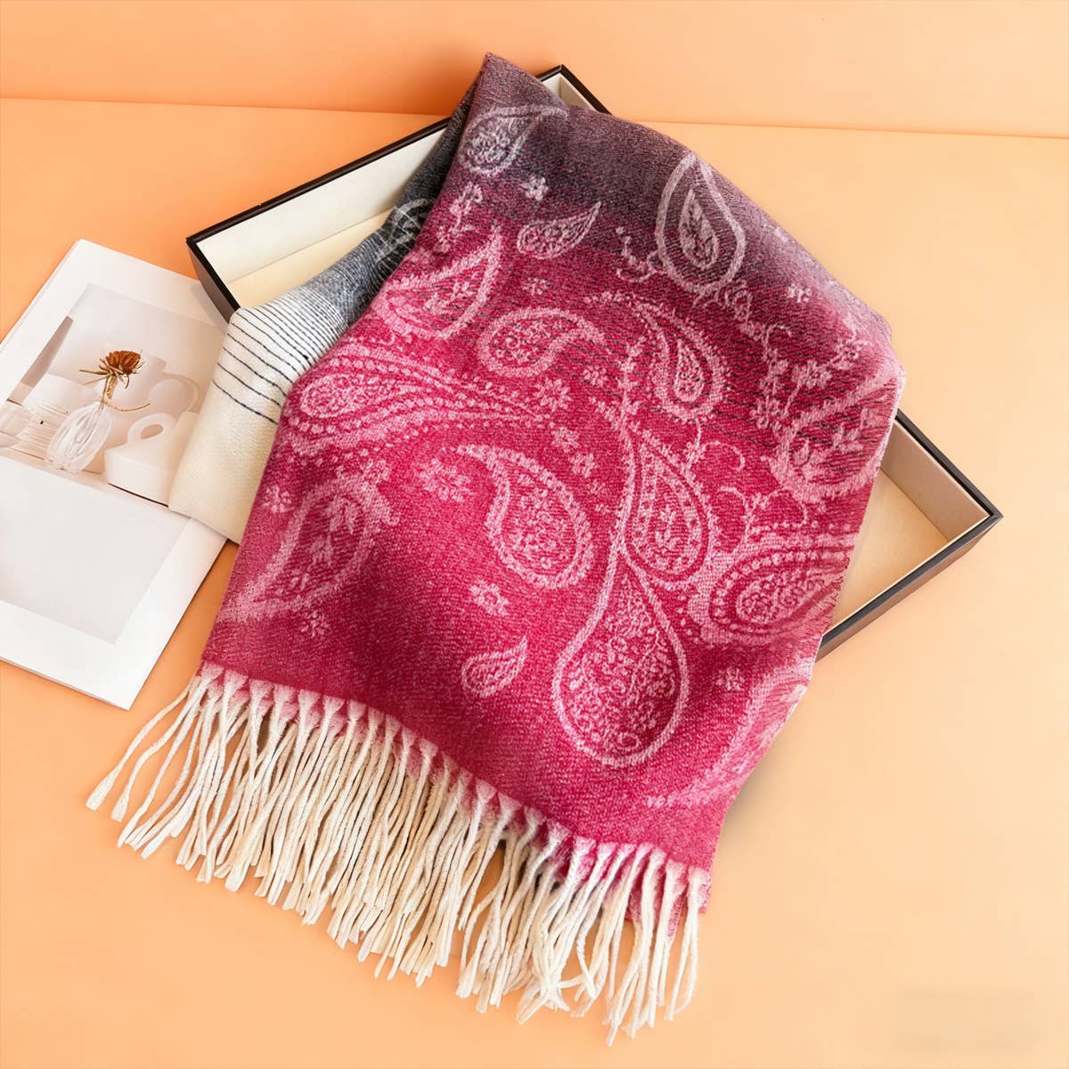 Autumn Winter Paisley Colorblock Tassel Scarf_Cwasc03274