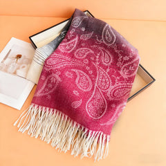 Autumn Winter Paisley Colorblock Tassel Scarf_Cwasc03274