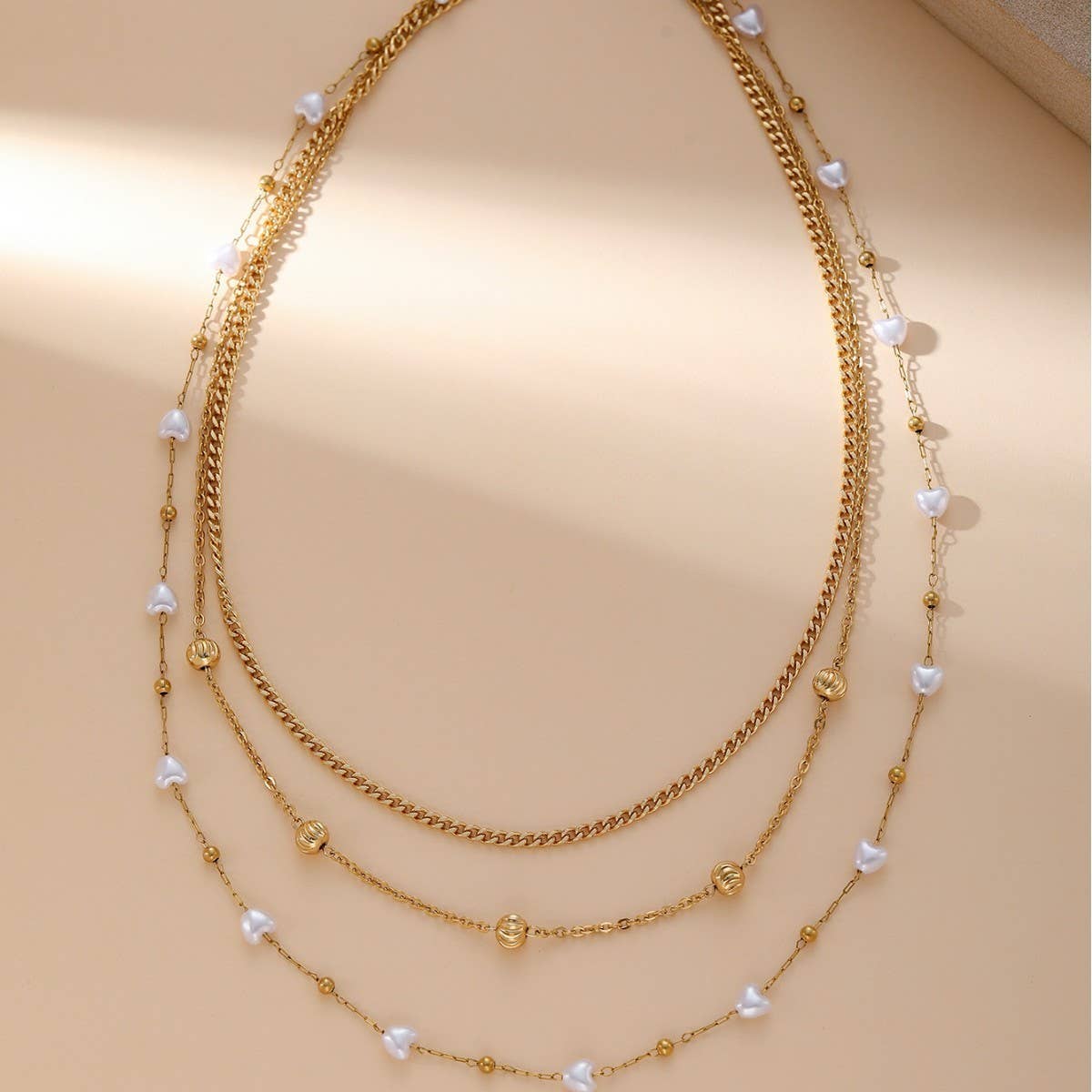 HEART IMITATION PEARL SWEATER CHAIN NECKLACE_CWMM3680