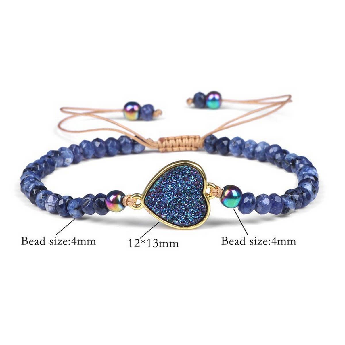 Cwaje3878_Natural Stone Beads Adjustable Braided Bracelet