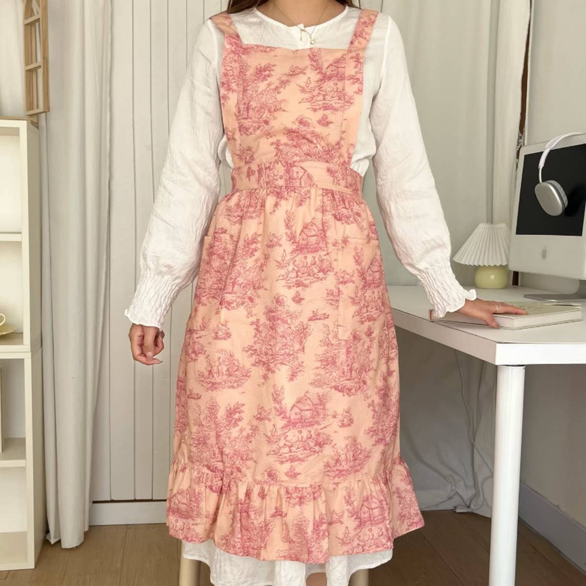 Waterproof Ink Leaf Edge Fish Tail Household Apron_Cwmm5799