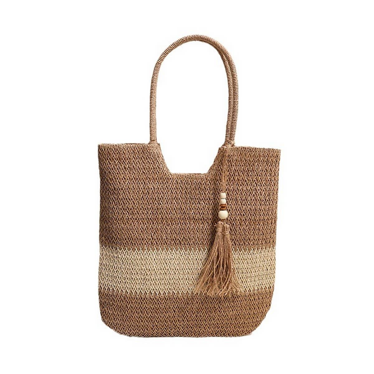 CASUAL WOVEN TWO COLOR BEACH BAG WOVEN BAG_CWAB1861