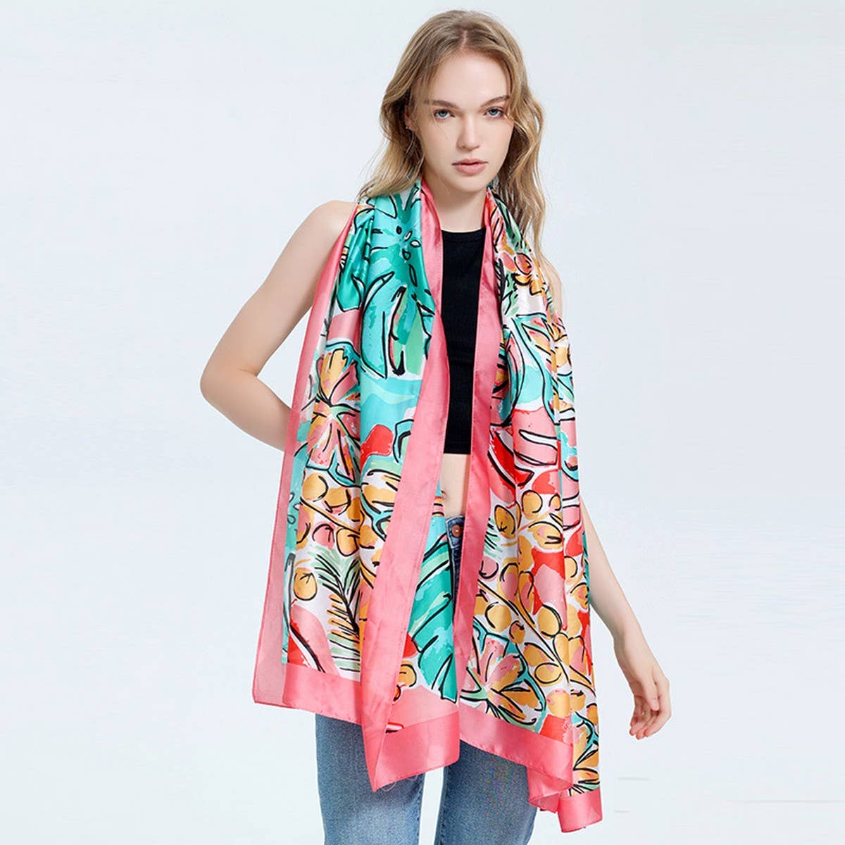 BANANA LEAF SCARF SUMMER BEACH WRAP SHAWL_CWASC0671