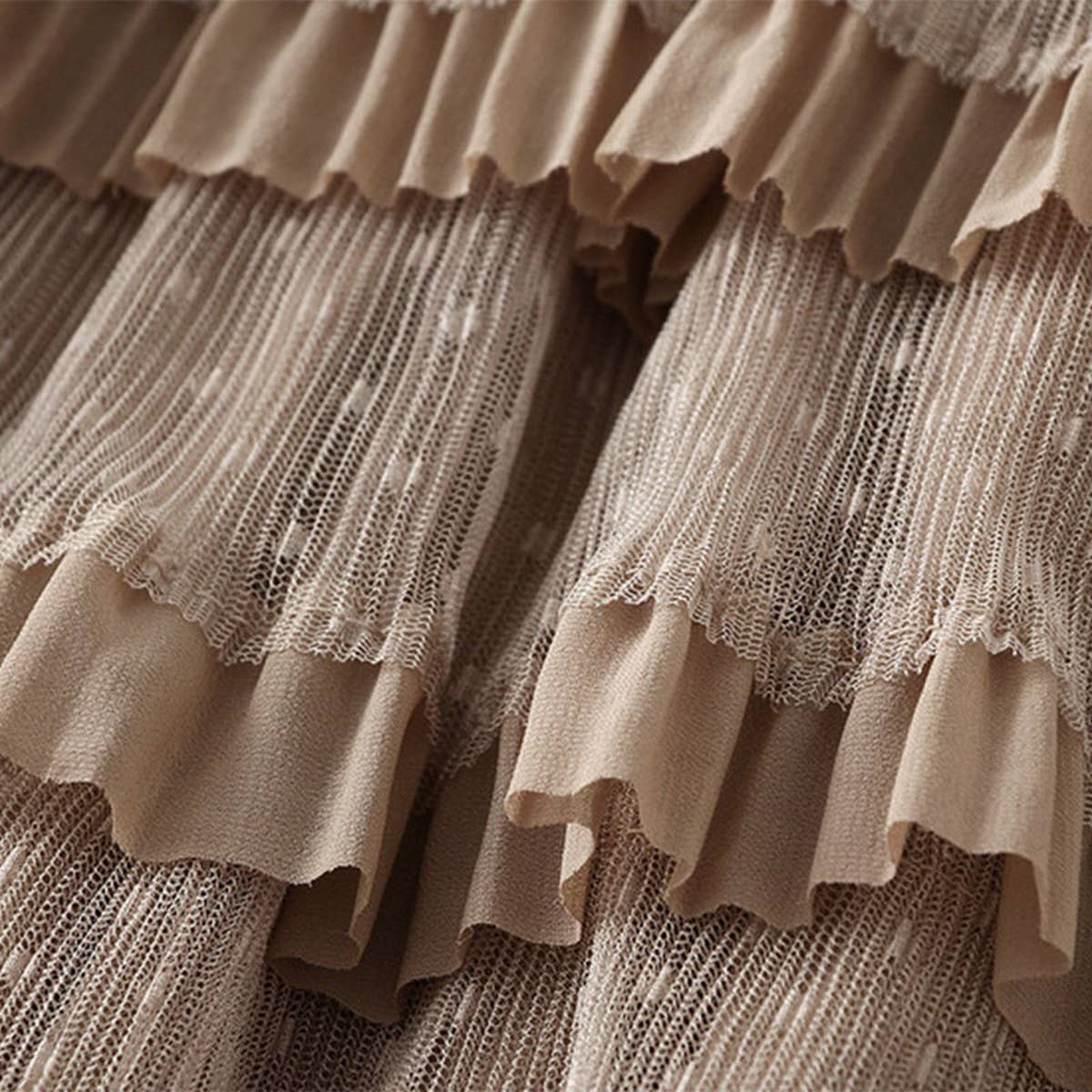 POLKA DOT MESH CAKE SKIRT ONE STEP LONG SKIRT_CWBMS0305