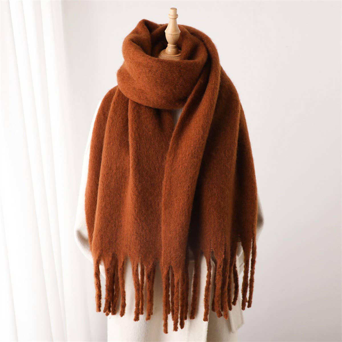 MOHAIR TASSEL SCARF FOR WINTER UNISEX LONG SHAWL_CWASC0965