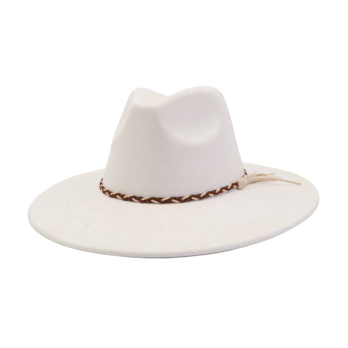 Unisex Suede Wide Brim Fedora Hat Couple Style_Cwah04448