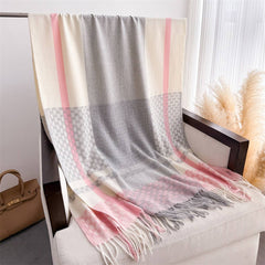 Ven Plaid Fringe Scar Warm Winter Shawl Wrap_Cwasc2779