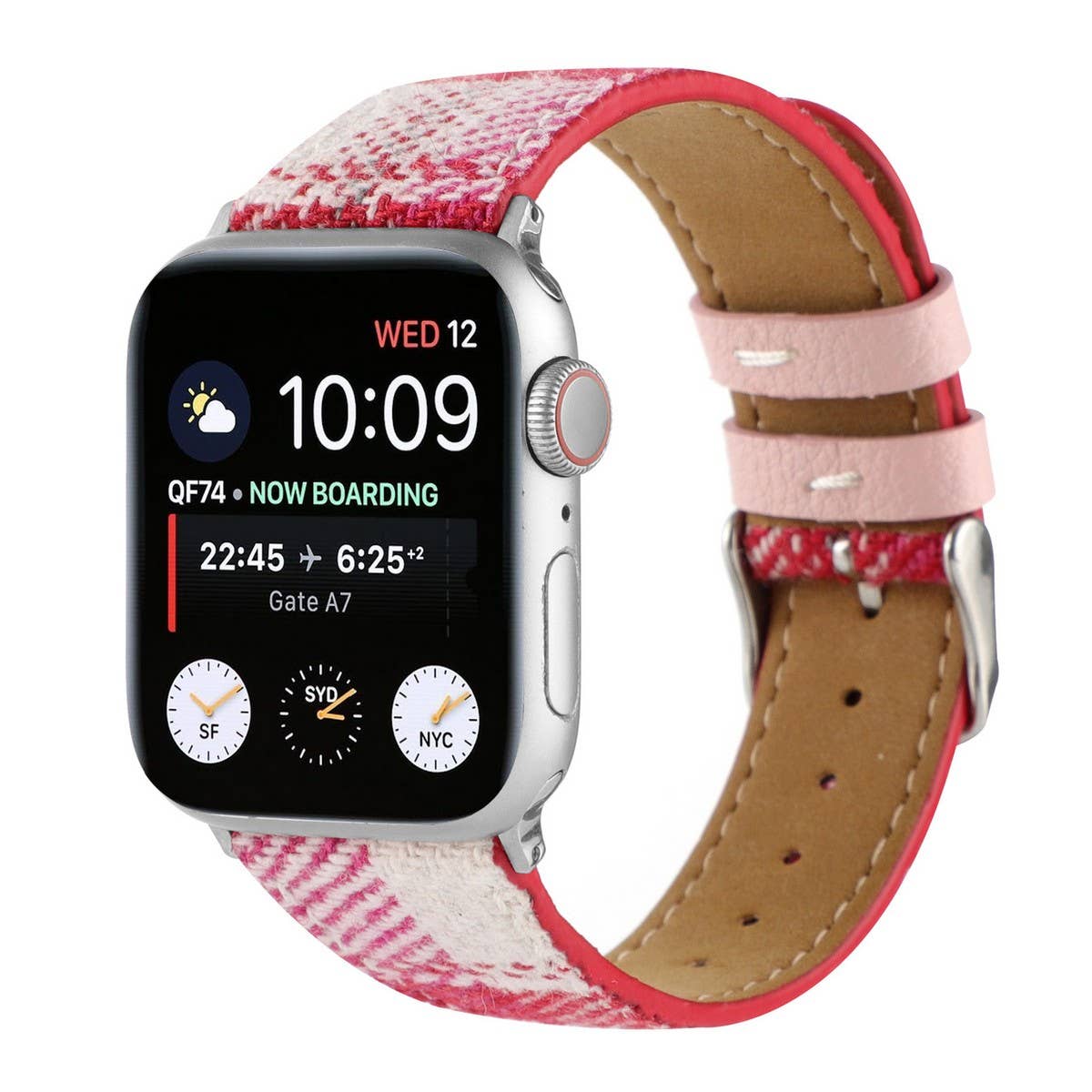 IWATCH8 1 PLUSH CHECKERED LEATHER STRAP_CWWW0049