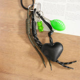 BLACK PU HEART FROG MINI FOOTBALL KEYCHAIN_CWMM7759